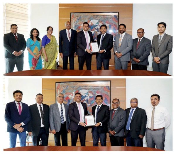 Seylan Bank’s BCMS and ISMS Teams, together with Mr. Ramesh Jayasekara, Director/CEO of Seylan Bank, receive ISO 22301:2019 and ISO 27001:2022 certifications from Mr. Shan Nanayakkara, Country General Manager - Bureau Veritas Lanka (Pvt) Ltd